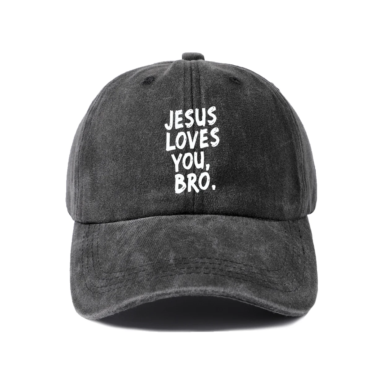 Jesus Loves You Quote Graphic Baseball Cap, Vintage Washed Adjustable Unisex Dad Hat, Everyday Gift