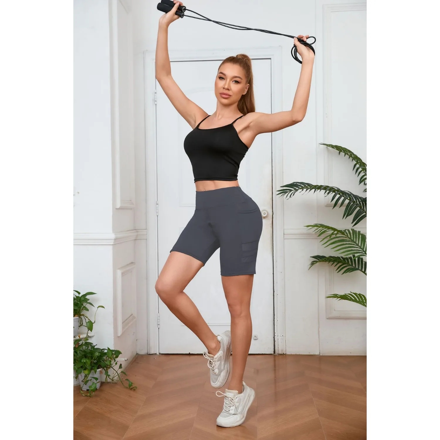 Sport Fitness Yoga Shorts Frau Tasche Dünne Shorts Hohe Taille Sexy Hüfte Heben Bicker Leggings Gym Shorts Sommer – Detail 7