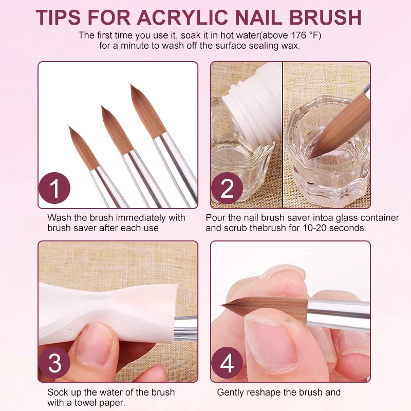 TIANMI 5pcs Acrylic Nail Brush Set Gel Nail Polish Builder Darwing Painting Nail Pens Home DIY Nail Tools Manicure Brush