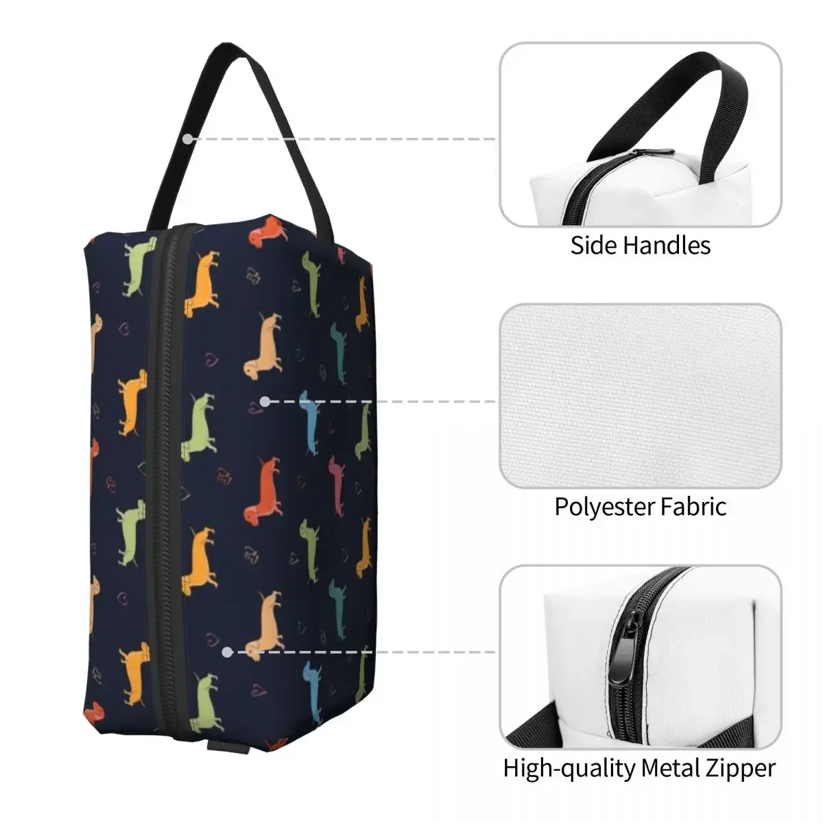 Dachshund Cosmetic Bag Women Cute Large Capacity Badger Sausage the Wiener Dog Makeup Case Beauty Storage Toiletry Bags