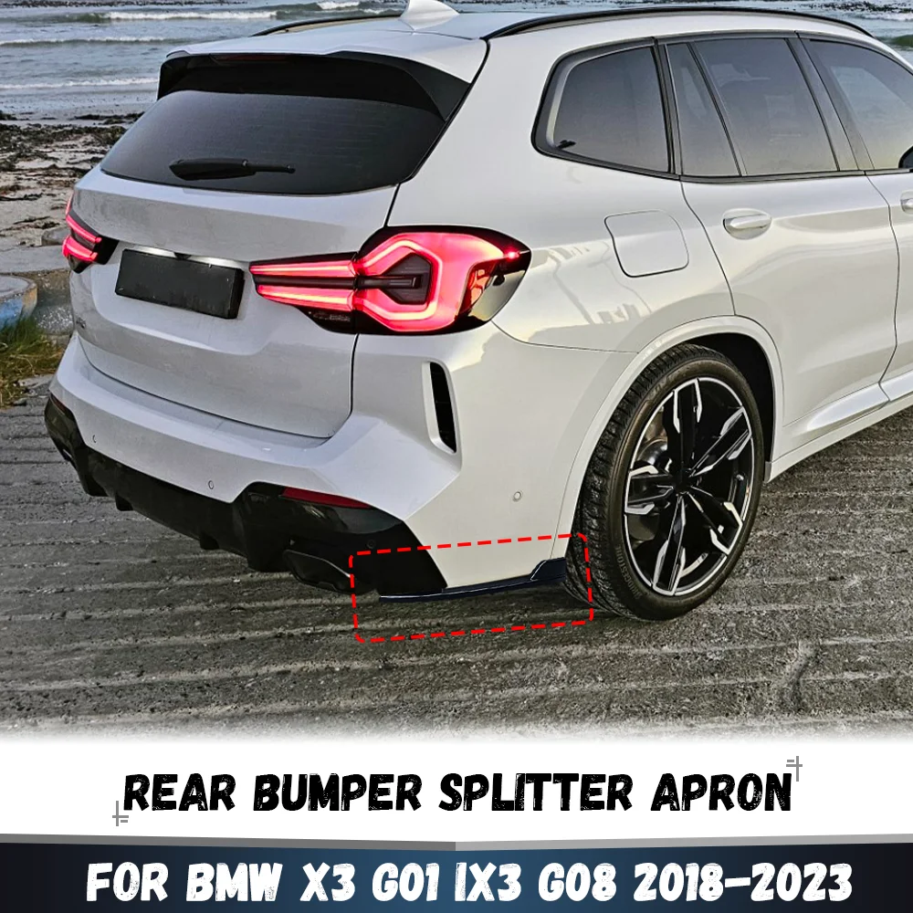 Gloss Black Rear Bumper Side Splitters Canards Apron Diffuser Corner Guard For BMW X3 G01 iX3 G08 LCI M Sport 2018-2023