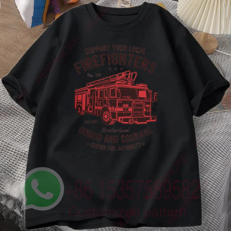 رجال الاطفاء قسم الإطفاء سيارة مطافئ تي شيرت رجالي رياضية الصيف ملابس رياضية كاجوال جولة الرقبة قصيرة الأكمام القطن السترة #4