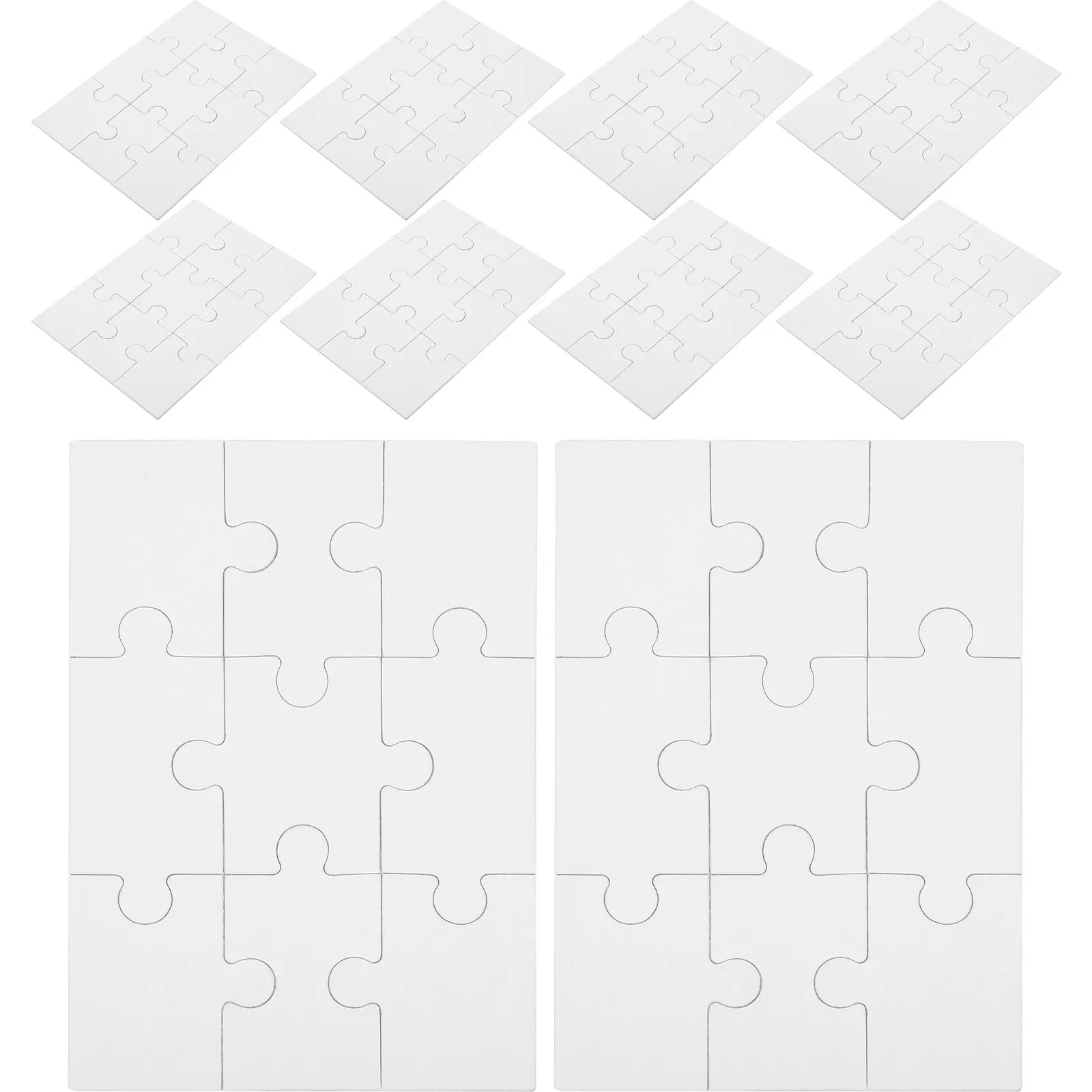 

10 Sheets Blank Puzzle DIY Craft Supplies Large Puzzle Pieces for Drawing Coloring Creativity and Hand Eye Coordination