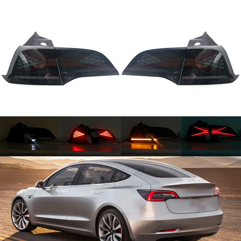 

Pop для Tesla Model 3 Model Y 2017-2022 Автомобильный задний фонарь Светодиодные задние фонари в сборе Последовательный динамический указатель поворота Двойной фонарь заднего хода
