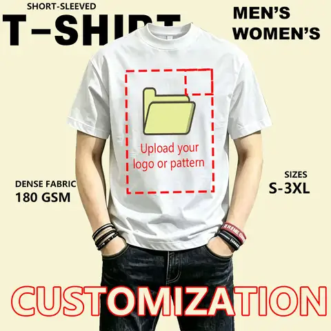 カスタムプリント半袖Tシャツ メンズ レディース 夏用トップス DIY 写真やロゴ入りTシャツ