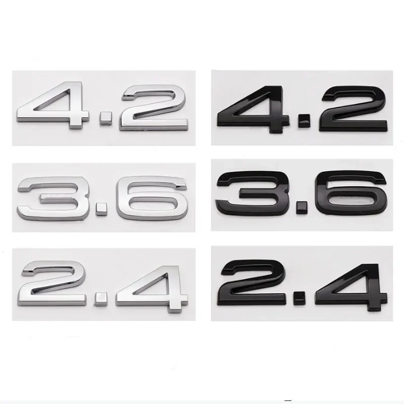 Car 3D ABS 2.4 3.6 4.2 Letter Rear Trunk Tailgate Fender Door Badge Emblem Adhesive Sticker For Audi A4 A5 A6 A7 A8 Q3 Q5 Q7