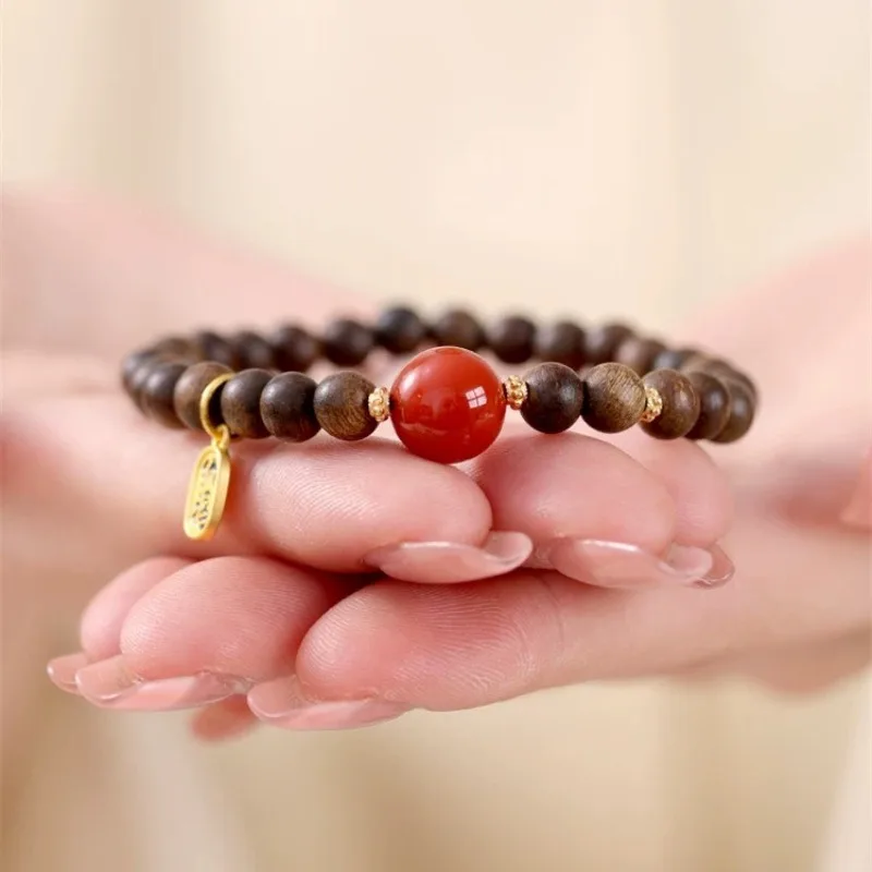 Sandalwood Agarwood Bracelet Unisex Natural Sinking Grade Beaded Prayer Lucky Charm Gifts