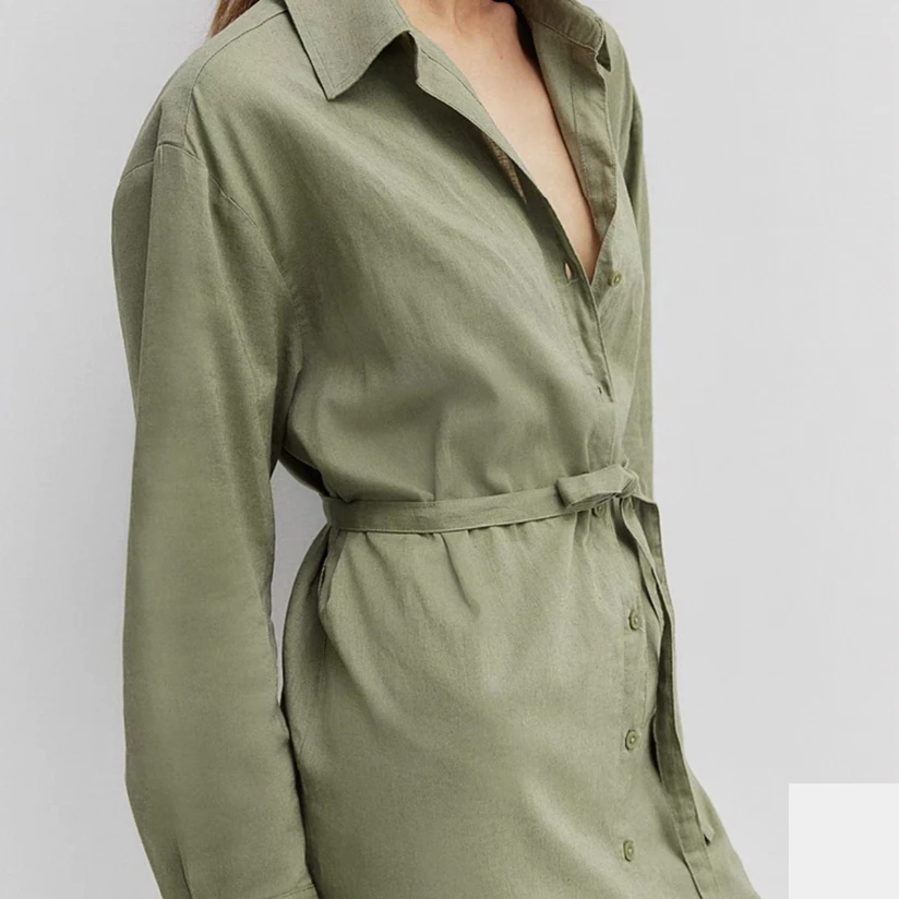 Coton lin Long Sve Cardigan irt Dr ceinturé mi-long femmes printemps automne nouveau Sle coupe ample Faion Dr