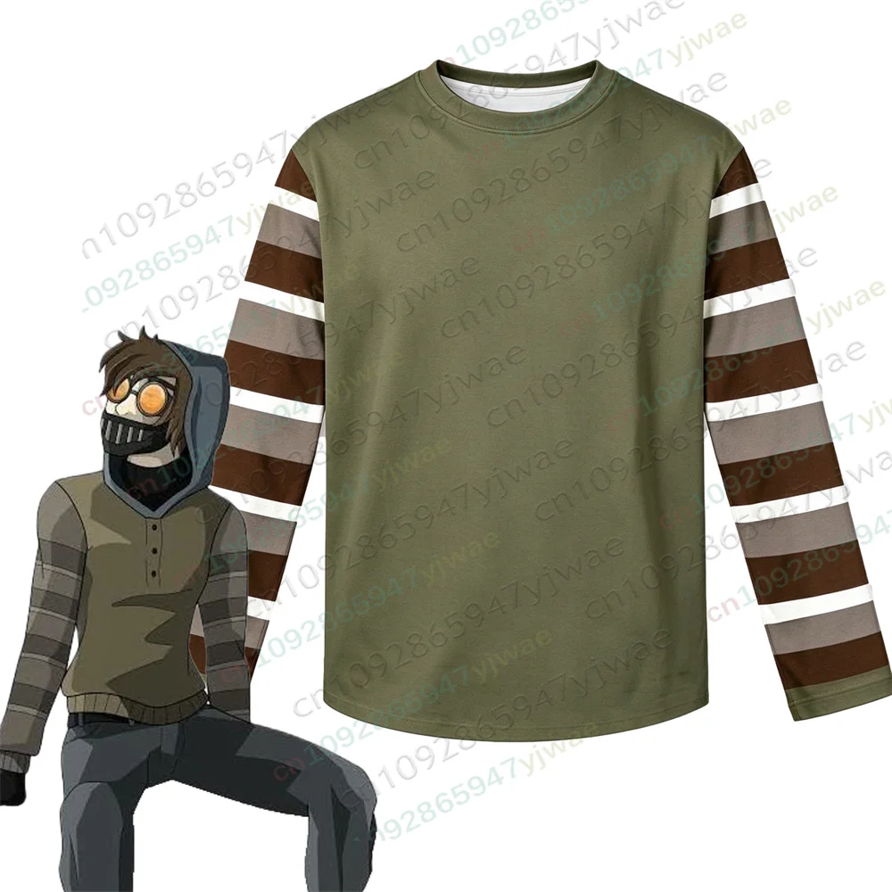 Creepypasta Ticci Toby Cosplay T-Shirt, 3D-Druck, Halloween, Unisex, gestreiftes Ärmeldesign, Sport-T-Shirt, Herbst, Herren- und Damen-T-Shirts. – Detail 3