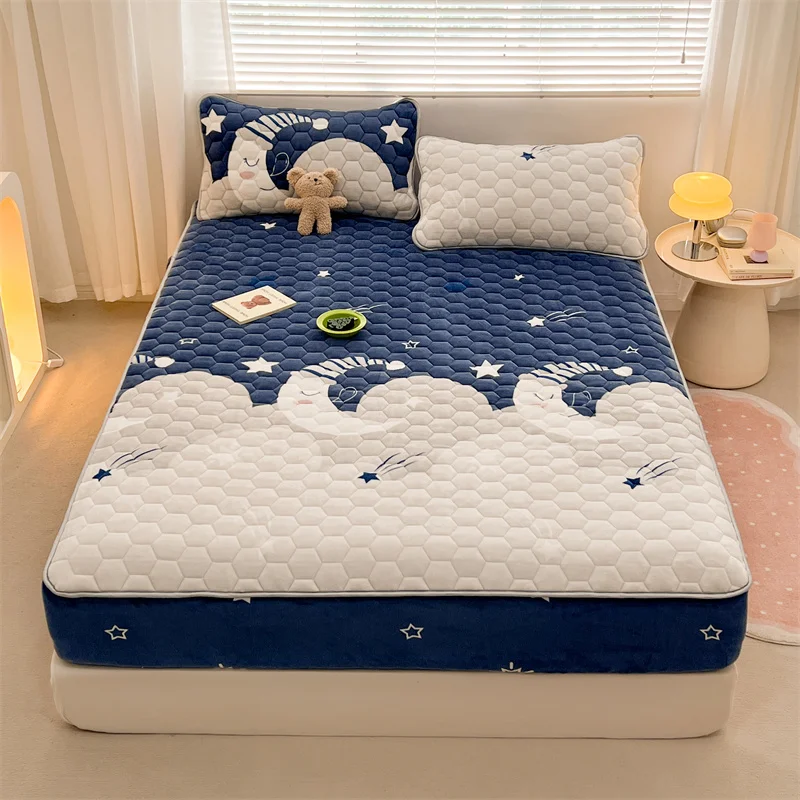 Winter Plush Couple bed double bed sheets Mattress Cover  Elastic fitted sheet bed cover Mattress Pad Protector Warm Thick Soft