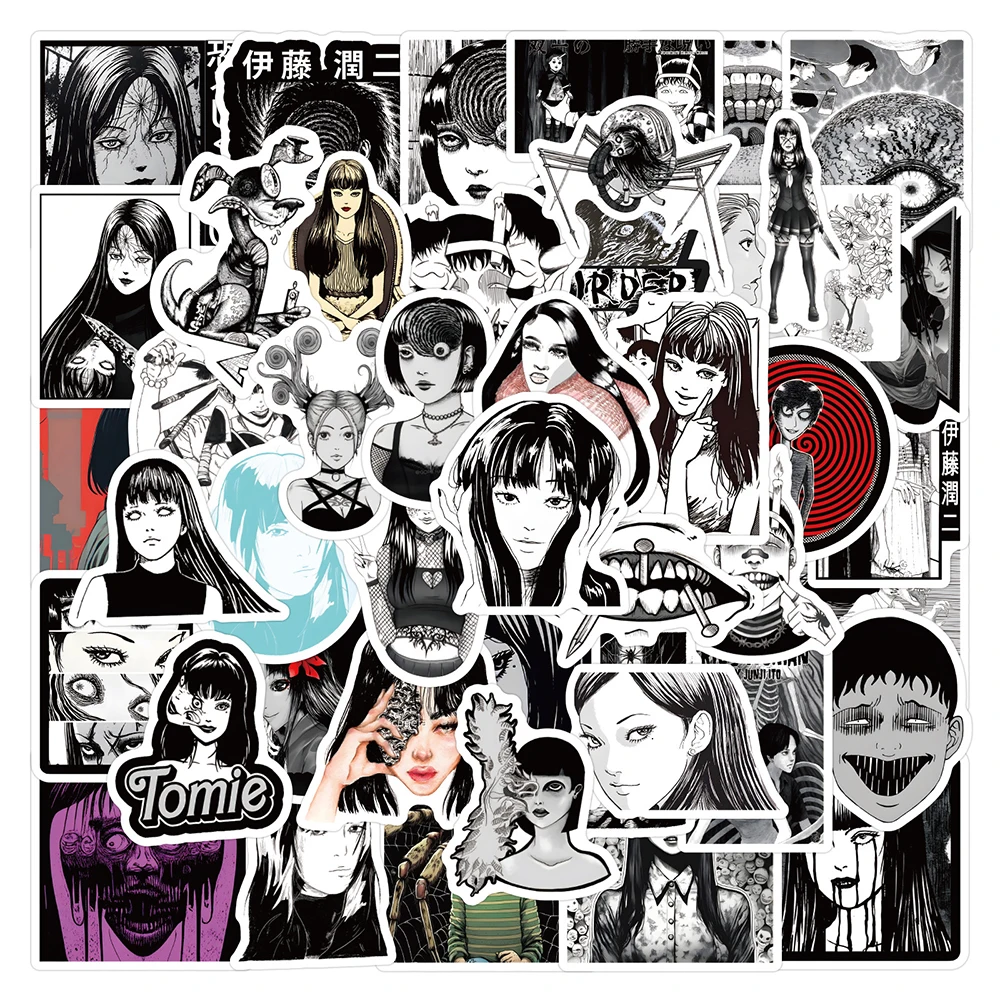 10/30/50/120pcs Horror Anime Tomie Junji Ito Graffiti Stickers for Laptop Skateboard Stationery Sticker Toy Wholesale