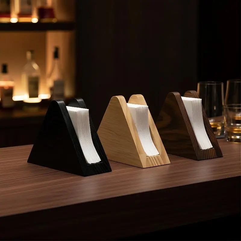 

Elegant Wooden Tissue Holder Decorative Space Saving Wood Tissue Dispenser Multi-functional Non-slip Bottom