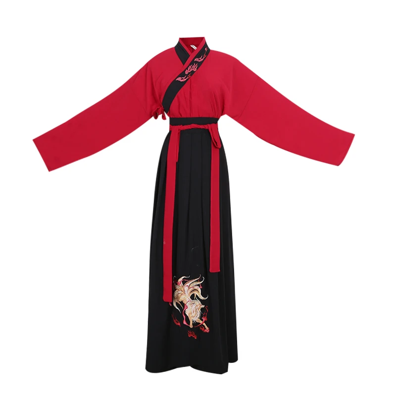 Plus Size 5XL Ancient Chinese Hanfu Men Halloween Cosplay Costume Party Dress Hanfu Black&Red Outfit For Men