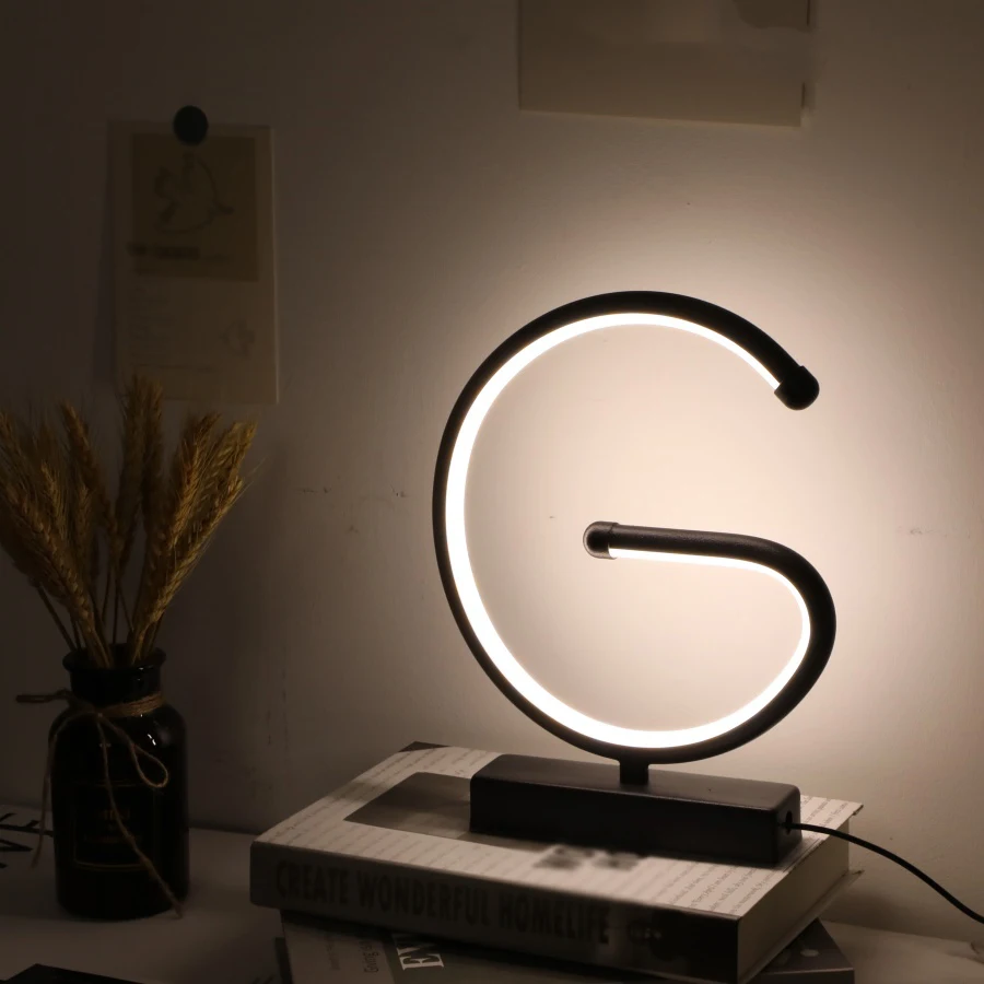 1PC Creative G-shaped USB Lamp Bedroom Desktop Decorative Nightlight