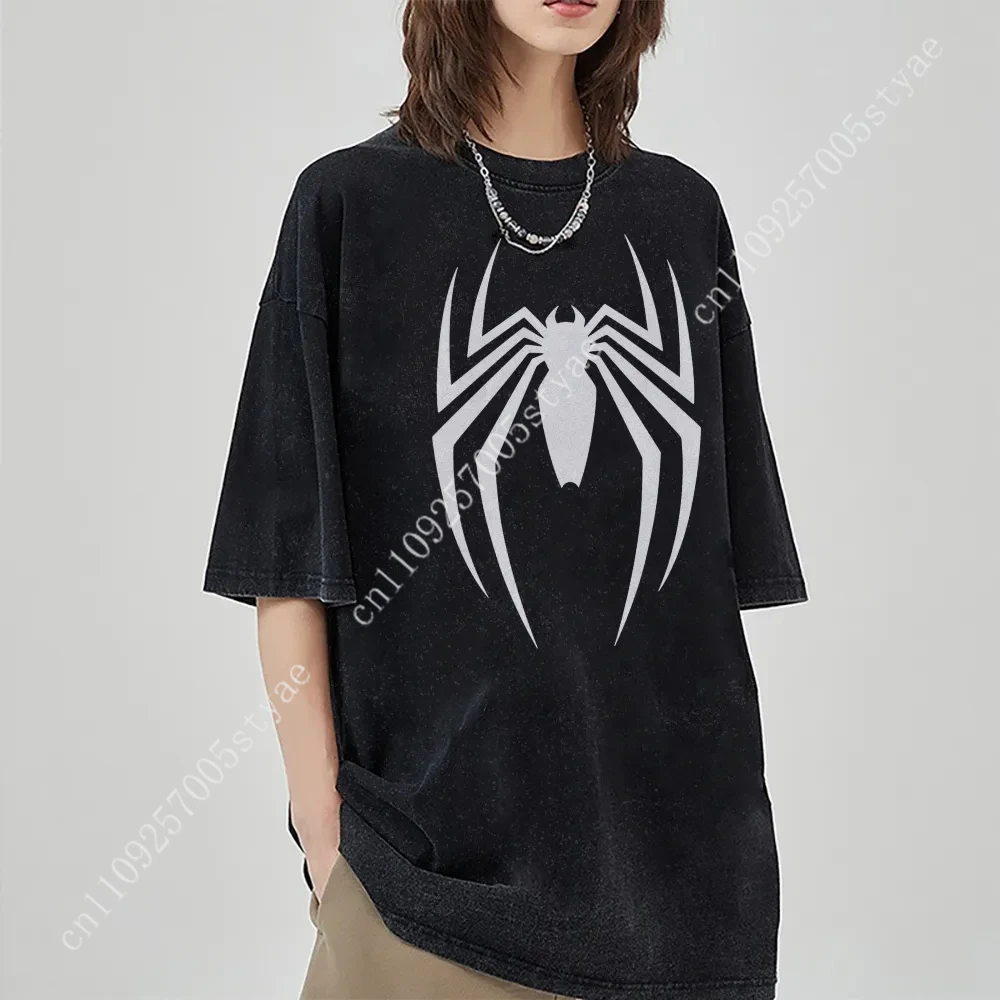 

Marvel Spider-man Washed Retro Short Sleeve T-Shirt Casual Summer Wear Men's Comfortable Short Sleeve Half Sleeve Sports Popular