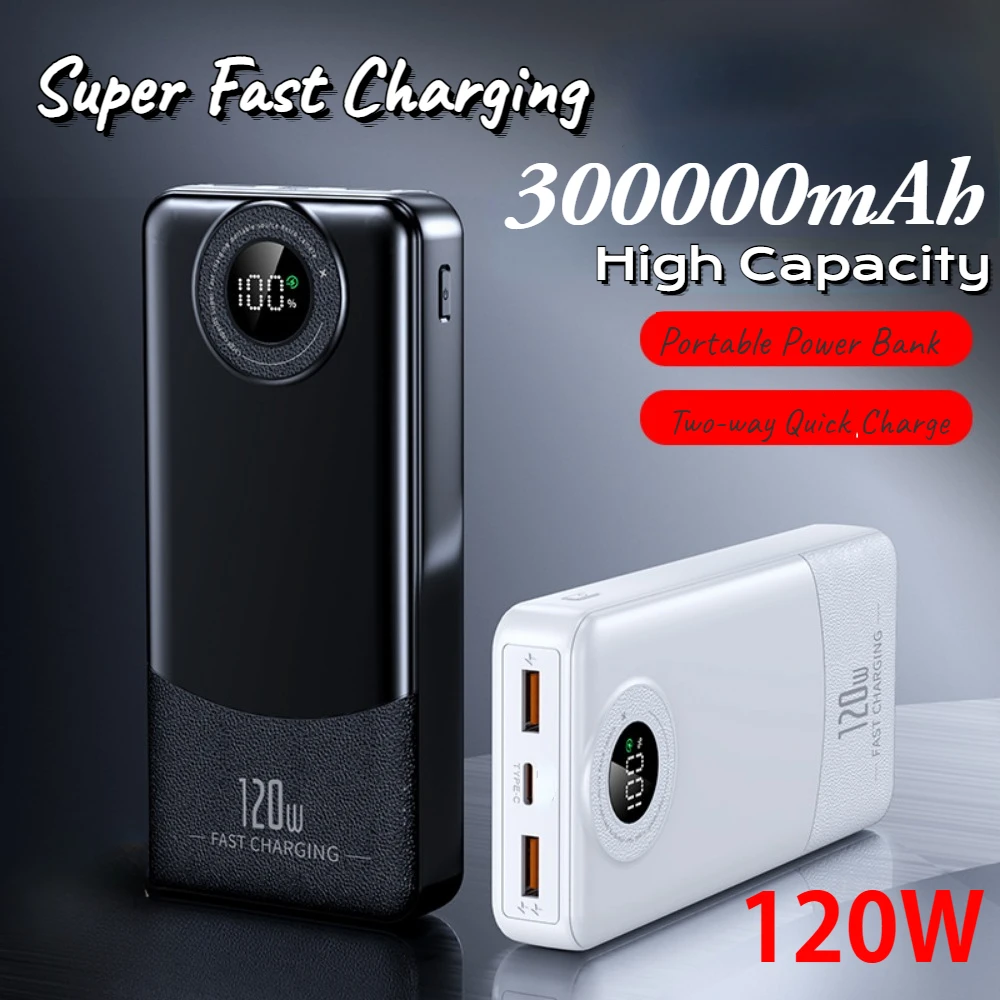 

MI 300000mAh 120W Large Capacity Power Bank Super Fast Charging External Battery for iphone Huawei 2024