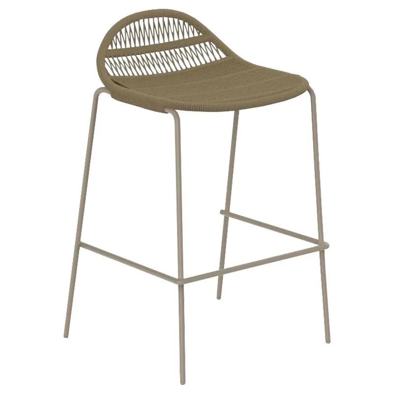 

Outdoor Bar Chair Rattan Cafe Milk Tea Shop Bar High Chair Hotel Villa Bar Solid Wood Rattan Table and Chair Combination