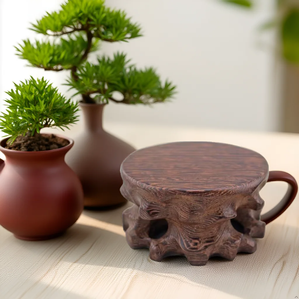 Root Carved Solid Wood Display Stand Square Round Wooden Pedestal Base Mini Model Figurine Teapot Stone Decor Holder