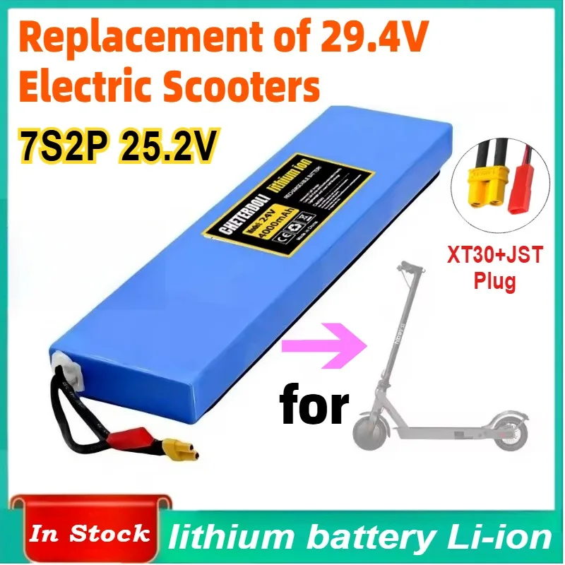 

7S2P 4000mAh 18650 Li-ion Rechargeable Battery Pack 25.2V Suitable for Battery Replacement of 29.4V Electric Scooters