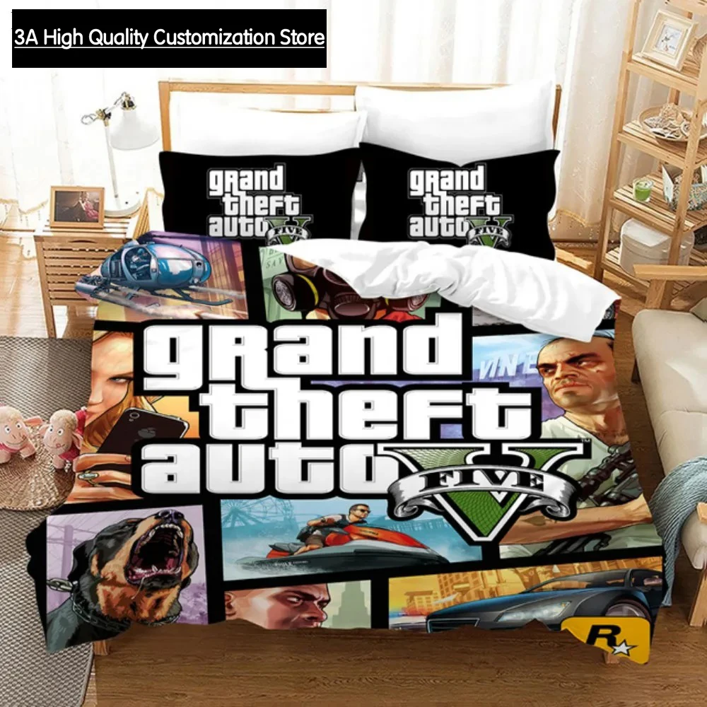 

Video Game GTA V Bedding Set 3D Prints Duvet Covers Grand Theft Auto Single Bed Cover Set Bed Linen For Boys Adults Home Decor