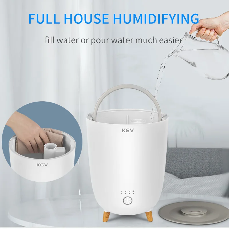 

Ультразвуковой увлажнитель воздуха большой емкости 3 л с открытым верхом для подачи воды, легко чистится, четыре уровня регулировки, защита от нехватки воды.