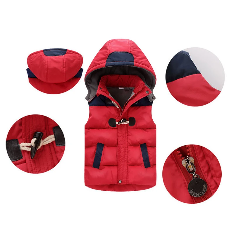 2026 Winter Kinderwesten Warme Kapuzenweste Ärmellose Jacke für Kleinkinder Baumwoll-Kinderkleidung Jungen Mädchen Oberbekleidung – Detail 4