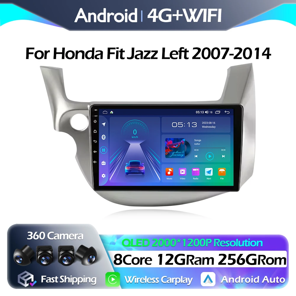 

Android Auto Carplay For Honda Fit Jazz Left 2007-2014 Car Radio Multimedia Video Player Navigation stereo GPS WIFI BT