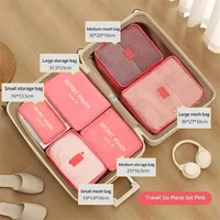 6 Pcs/Set Pink/Blue/Grey Travel Storage Bag Large Capacity Waterproof Luggage Clothing Underwear Storage Bag Bag With Zipper 2