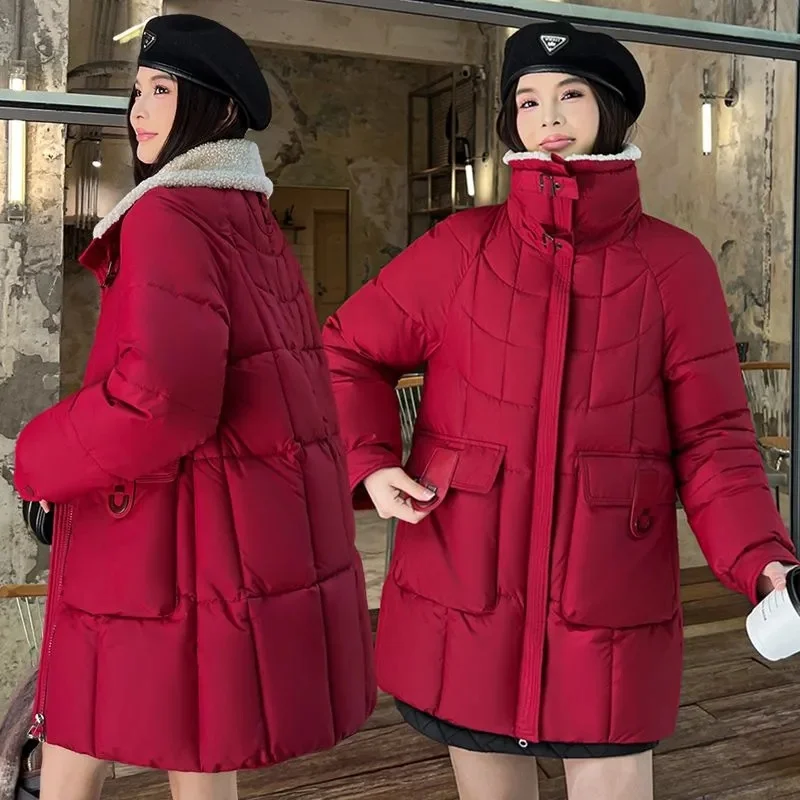 Fashion Pai Overcome Warm Down Coat Women Parkas Winter 2026 New Long Cotton Padded Jacket Ladies Outcoat Korean Overcoat Top