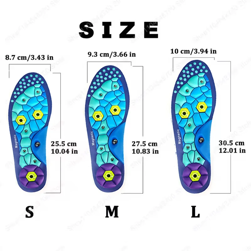 1 زوج العلاج بالابر العلاج المغناطيسي النعال التخسيس تنفس احذية الجري وسادة قدم الرعاية الصحية قوس دعم الرياضة النعال