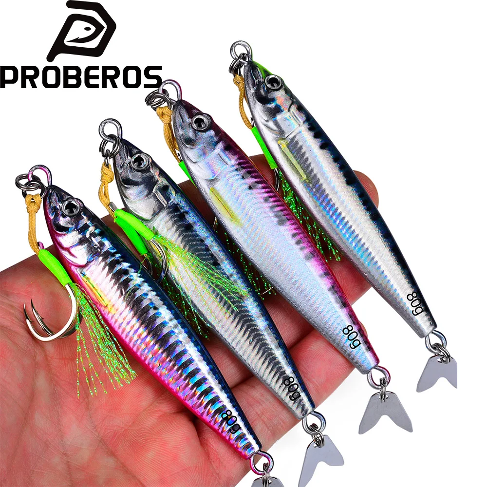 PROBEROS 3D-Gedruckter Schnell Sinkender Metall-Jig-Köder 20g 30g 40g 60g 80g Salzwasser-Uferköder 1 Stück Vertikaler Metall-Jig