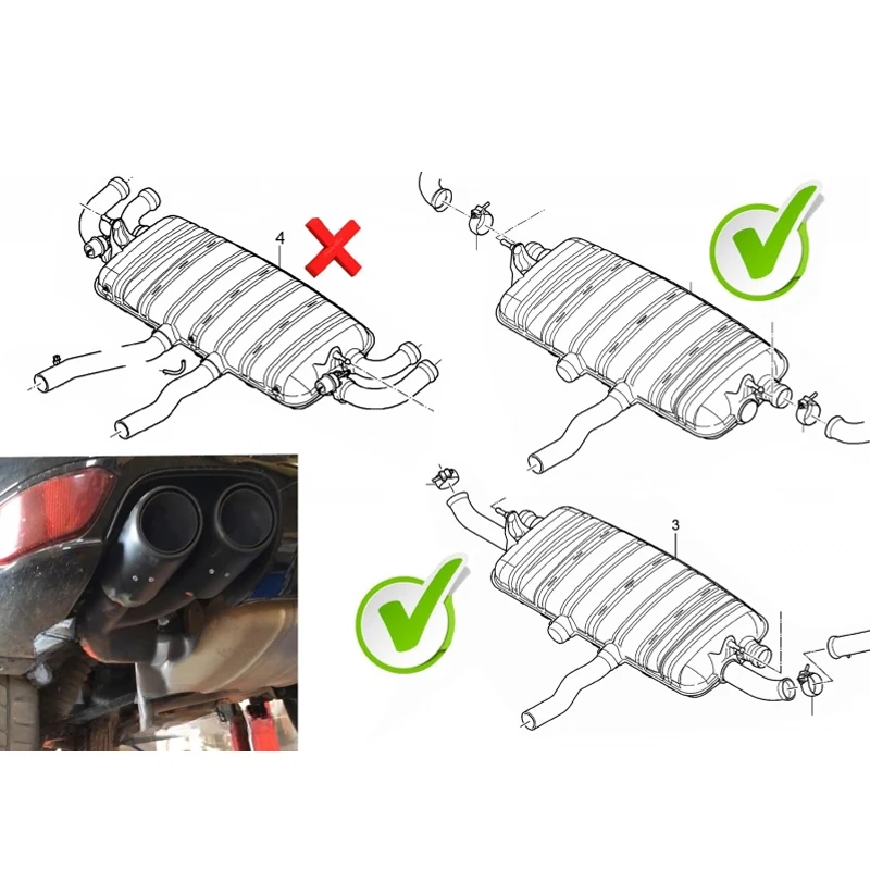 For Porsche Cayenne 2011-2014 Exhaust Modification Upgrade Quad Tailpipe 304 Stainless Steel Muffler Tip Nozzle