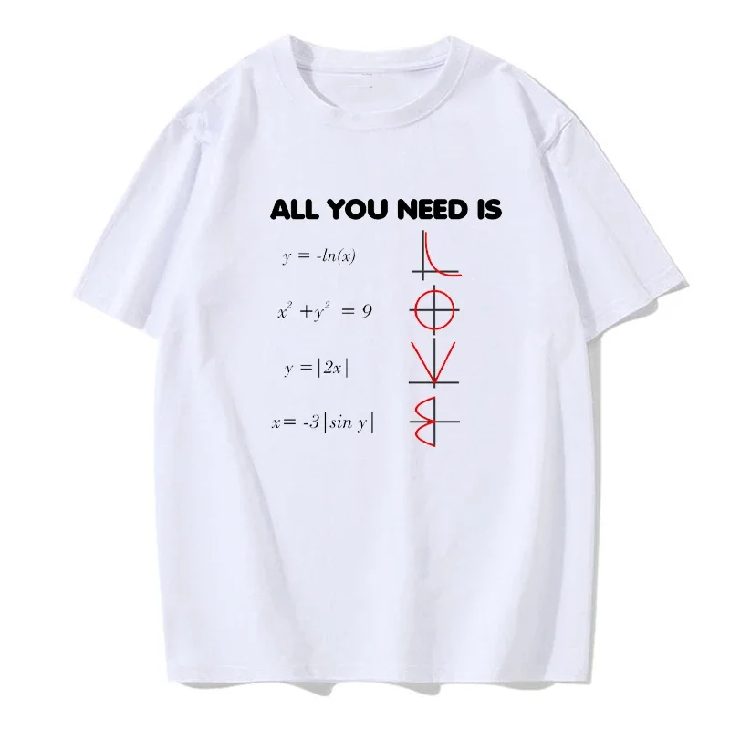 Geometry Algebraic Equations Diagram T-Shirt, All You Need Is Love Math Science Questions Fashionable European Size T-Shirt