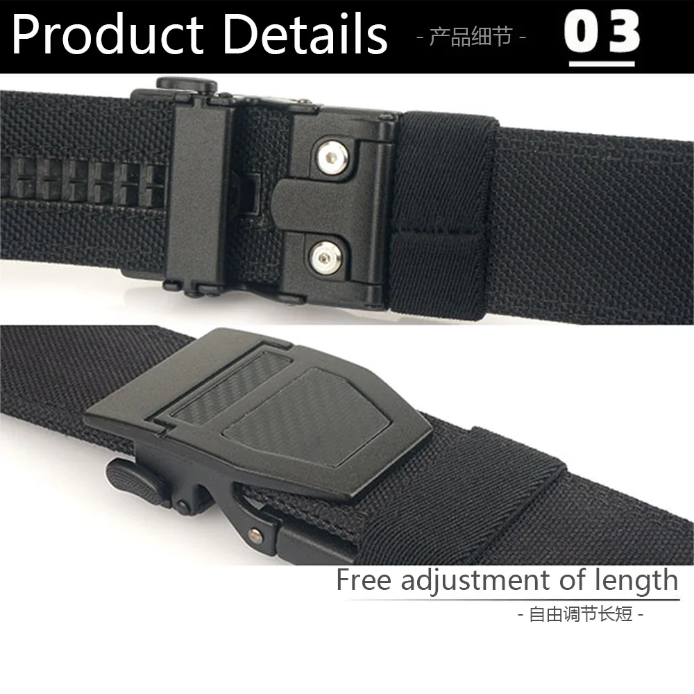 TUSHI Brand Double Layered Thickened Tactical Belt Men's Enthusiasts Outdoor Nylon 3.8 Upgraded Automatic Buckle Gun