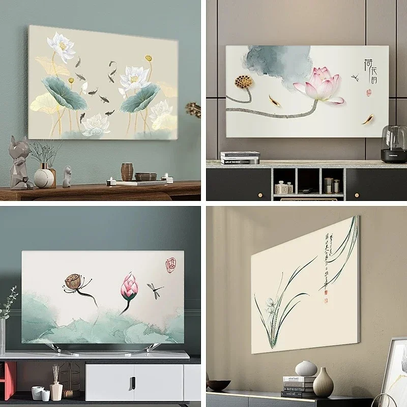 New Chinese Style Pattern Large Elastic Television Screen Cover Tea Rooms and Dining Rooms Universal Decorative Cloth Dust Towel