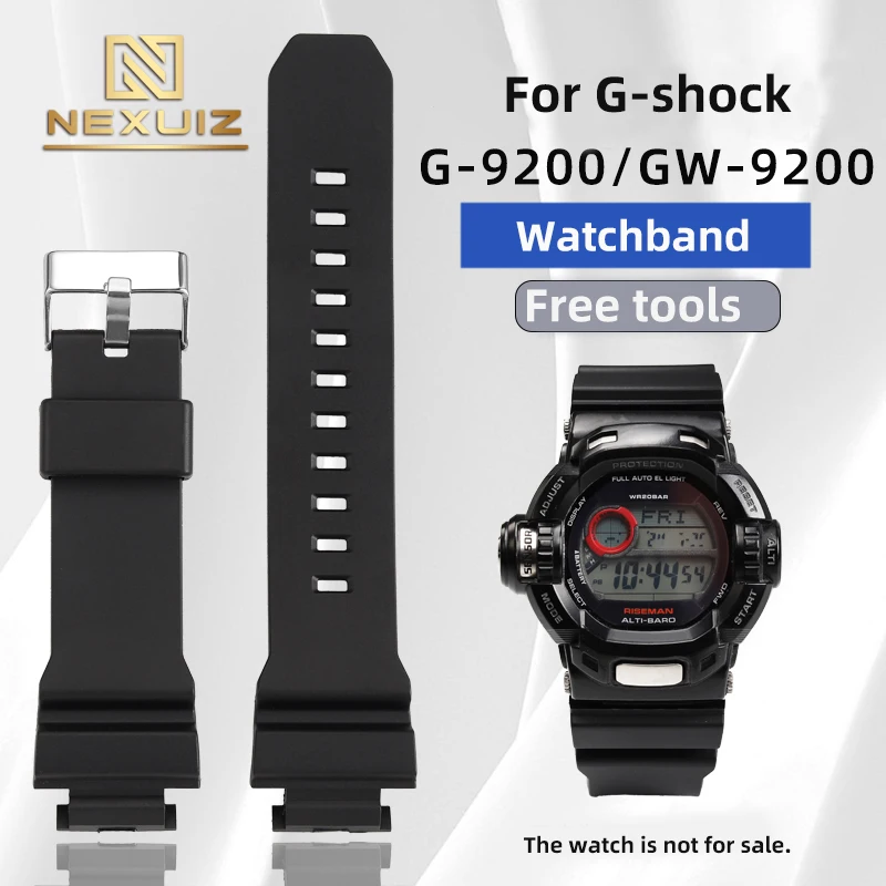 Waterproof Sports Silicone Strap For Casio G-shock G-9200 GW-9200/9101/9102/9110/9125 Rubber Watchband Black Bracelet 16mm Soft