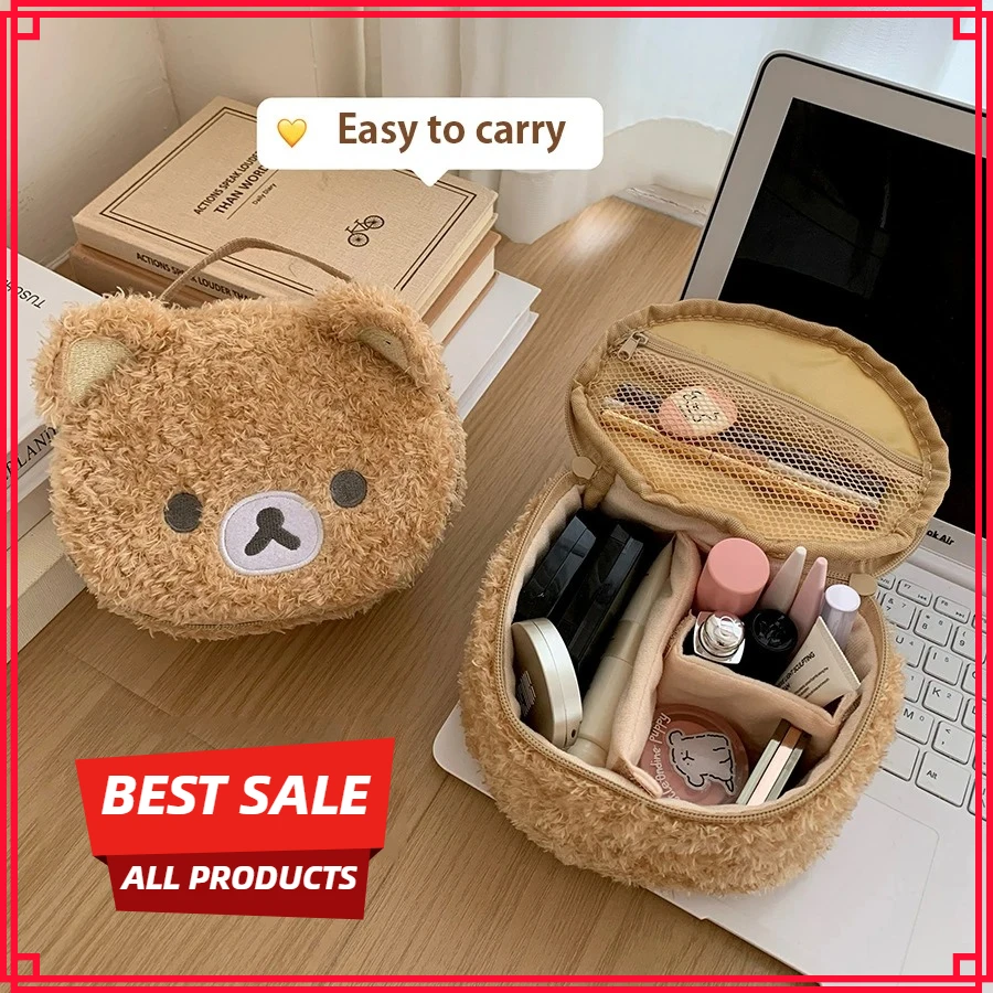 Plushes Makeup Case Anime Relaxed Bear Cosmetic Bag Women Jewelry Storage Pouch Girl Organizer Handbags Gift Hot Sales