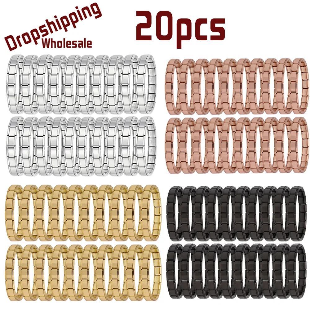 

20pcs Italian Charm Stainless Steel 9mm Colorful Style Elastic Bracelet for Woman Men DIY Making GIft Dropshipping Wholesale
