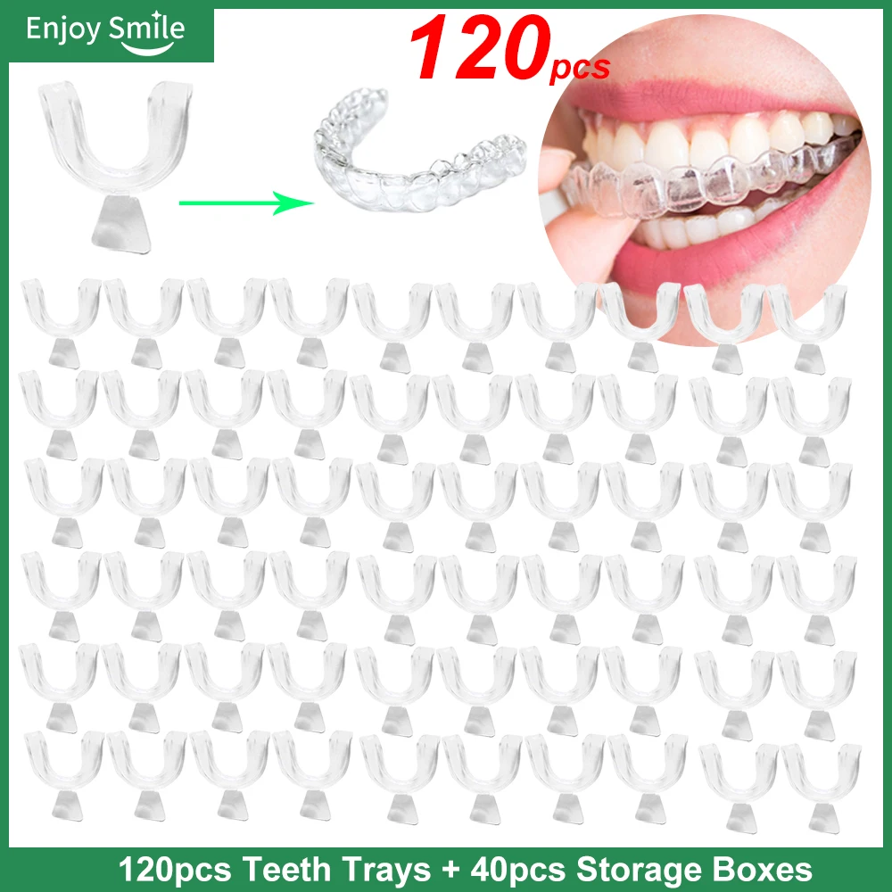 120pcs Teeth Whitening Trays for Dental Bleaching Mouth Guard Mouth Tray Night Sleep Tooth Protector Moldable Silicone Material