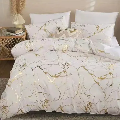 عبر الحدود المنسوجات المنزلية لون نقي الذهب مختوم حجر منقوشة الرخام نمط غطاء لحاف المحملة قطعة مجموعة غطاء لحاف