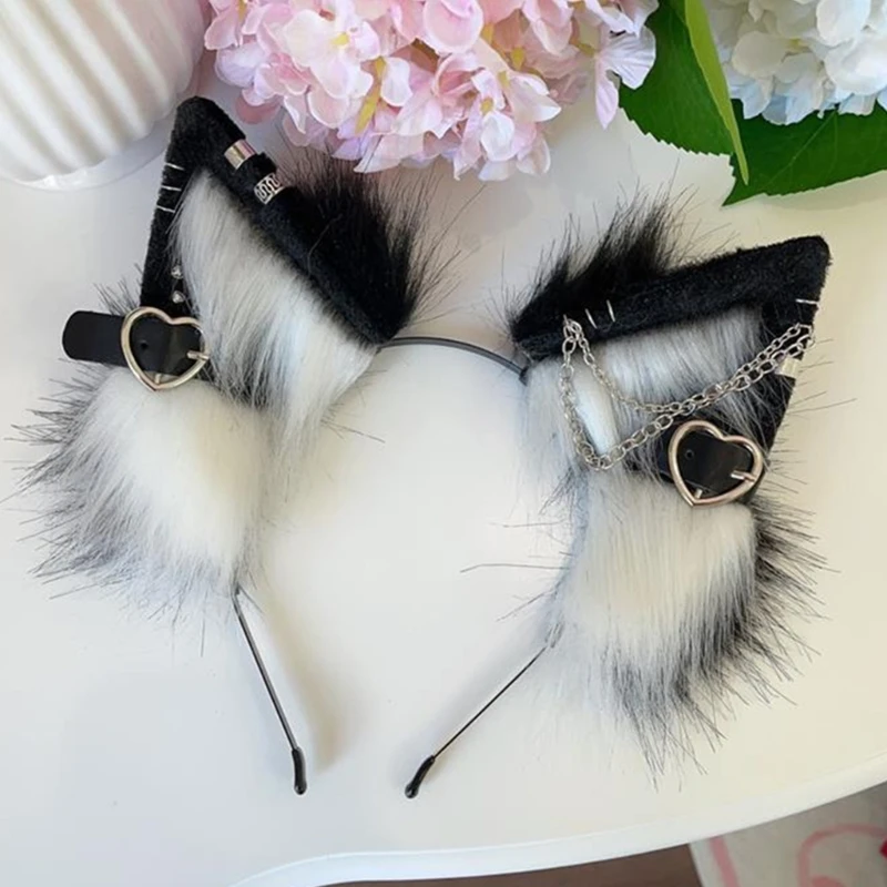 Bandeau d'oreille chat pour passionnés cinéma, avec boucles d'oreilles en bandeau Cosplay pour adultes