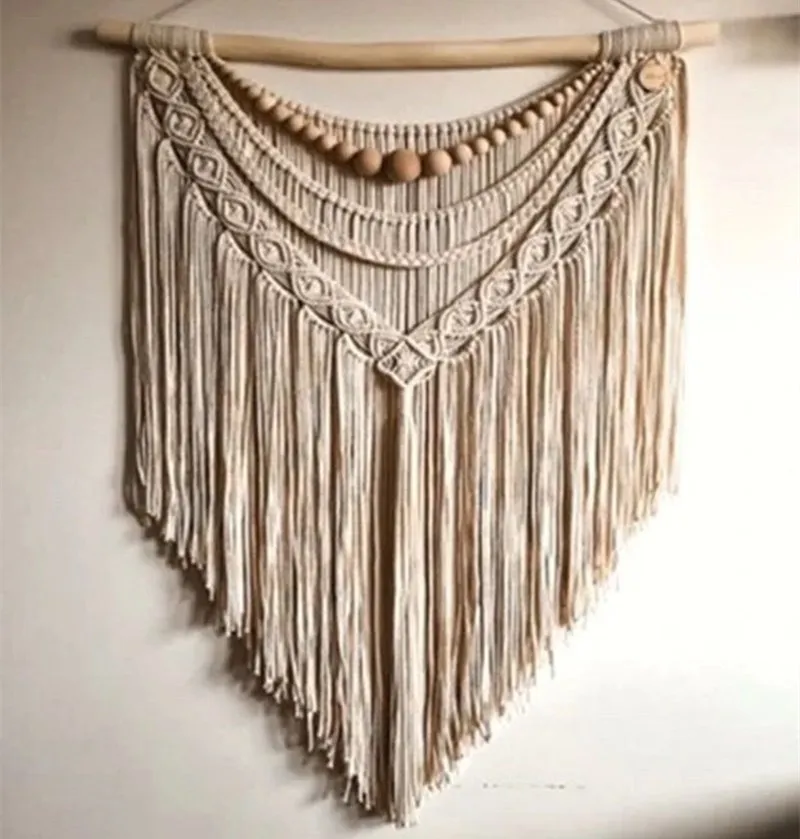 Nordic Bohemian Handwoven Tapestry Wall Hanging Art Room Bedside Sofa Background Wall Decorations Cotton Rectangle Finished P...