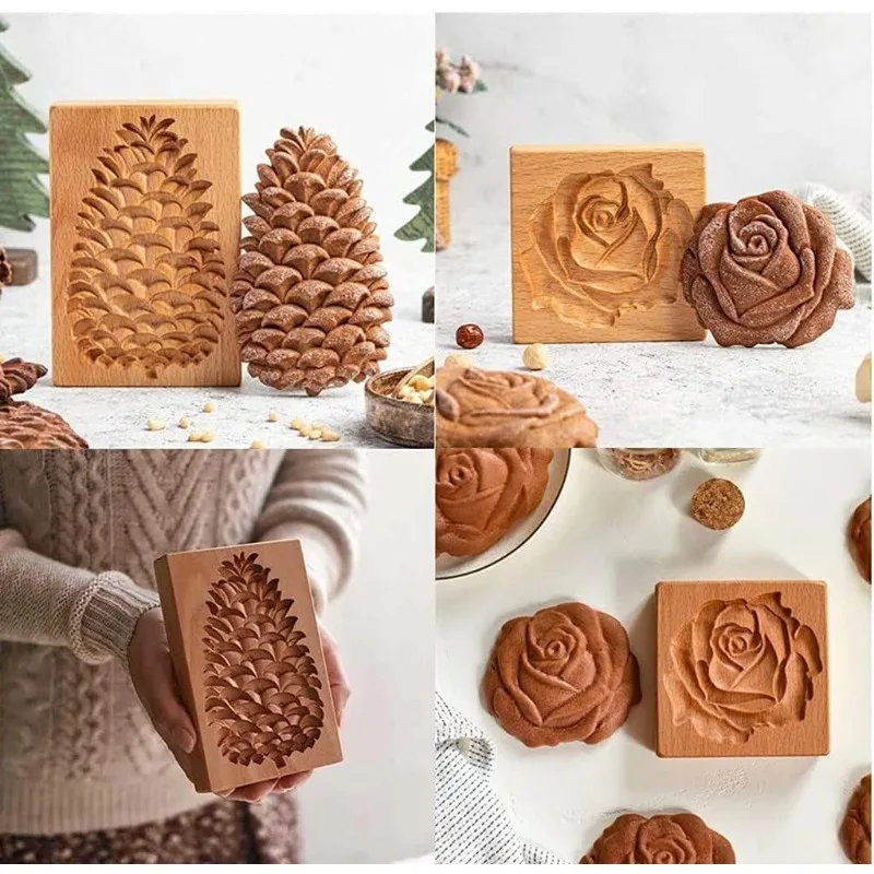 Pasqua natale 3D stampo per biscotti in legno stampo per pan di zenzero decorazione intagliata timbro goffratura artigianato decorazione strumenti