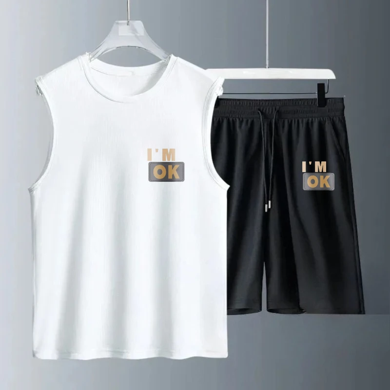 

Men's Tank Top Sets 2026 Summer Quick drying sets for men Breathable oversize jogging set running sports beach seaside