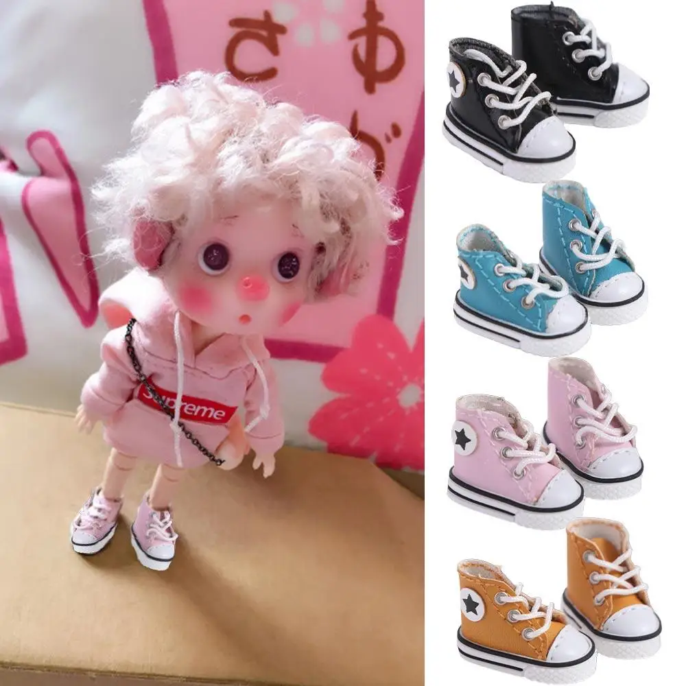 New PU Leather Doll Boots Fashion Doll Casual High Heel Shoes With Shoelace For 1/12 BJD,DOD, Ob11, Obitsu 11, Gcs Doll Shoes