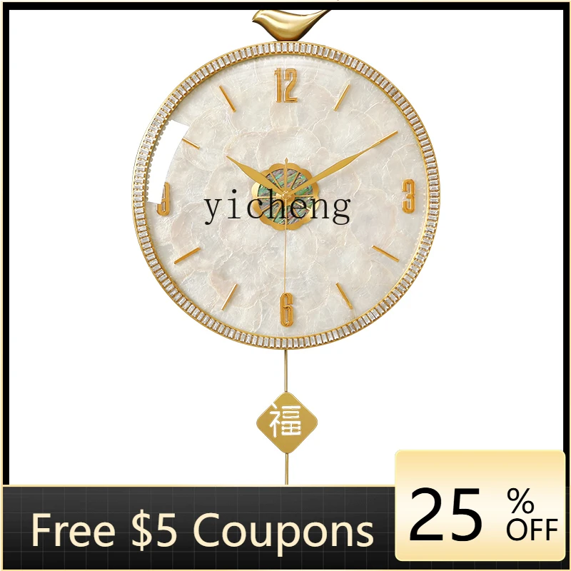 

B1 wall clock light luxury household brass decorative watch wall hanging living room wall clock silent quartz clock