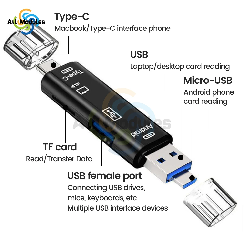 Micro SD Card Reader USB C USB 3.0 to Memory Card Reader Adapter for External Camera Photo Work with PC MacBook