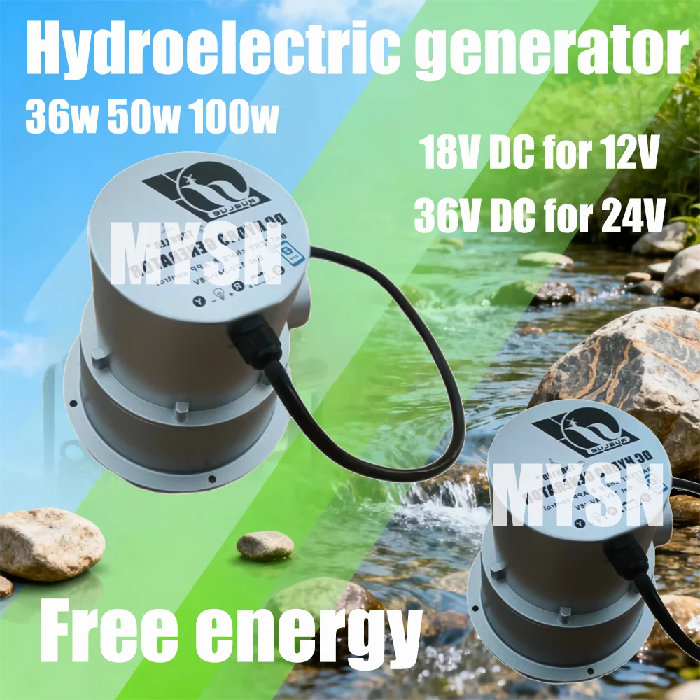 

100W Water Turbine Small Hydraulic Generator Free Energy 50W Generator Portable Brushless Motor Flow Turbine Home Field MPPT 36W