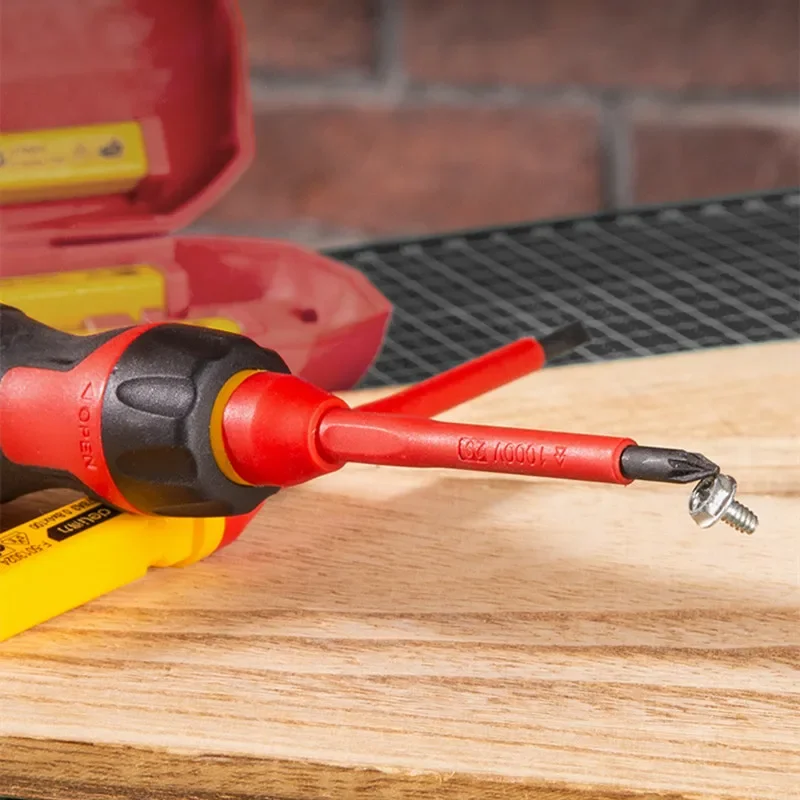 7 قطعة 1000 فولت للتغيير معزول المفكات مجموعة مع المغناطيسي مشقوق فيليبس بت مفكات كهربائي إصلاح الأدوات اليدوية #4