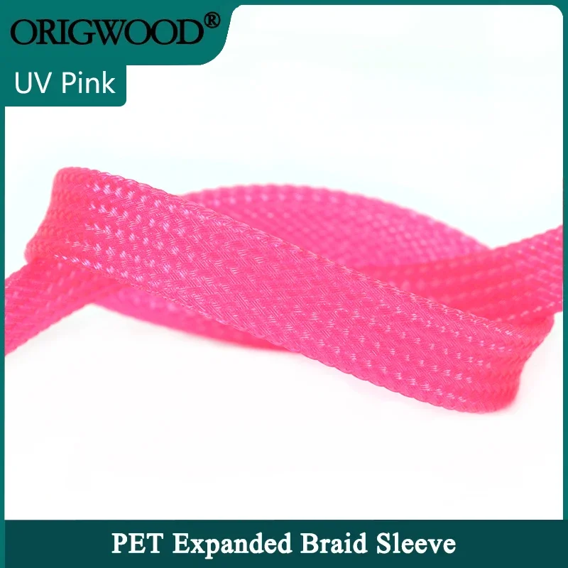 

1~50m UV Pink PET Braid Sleeve 2/4/6/8/10/12/14/16/20/25/30/40mm High Density Protect Snake Skin Wrap Sheath For Electric Cables